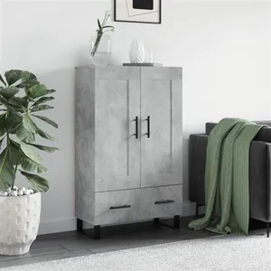 vidaXL Buffet haut gris béton 69,5x31x115 cm bois d'ingénierie pas cher