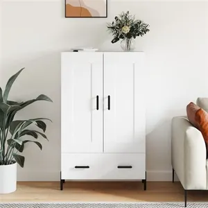 vidaXL Buffet haut blanc 69,5x31x115 cm bois d'ingénierie pas cher