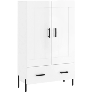 vidaXL Buffet haut blanc brillant 69,5x31x115 cm bois d'ingénierie pas cher