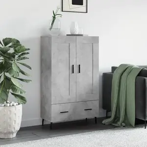 vidaXL Buffet haut gris béton 69,5x31x115 cm bois d'ingénierie pas cher