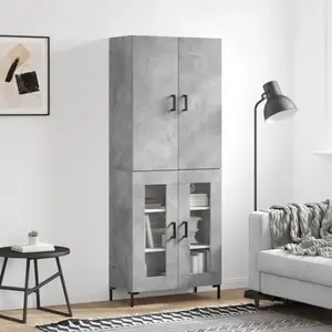 vidaXL Buffet haut Gris béton 69,5x34x180 cm Bois d'ingénierie pas cher