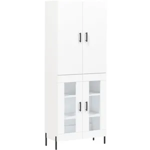 vidaXL Buffet haut Blanc 69,5x34x180 cm Bois d'ingénierie pas cher