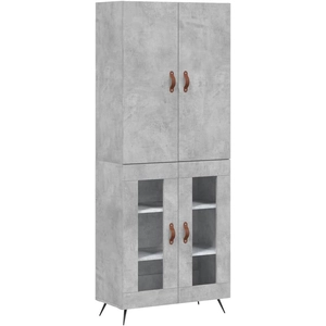 vidaXL Buffet haut Gris béton 69,5x34x180 cm Bois d'ingénierie pas cher