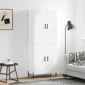 vidaXL Buffet haut Blanc 69,5x34x180 cm Bois d'ingénierie pas cher