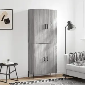 vidaXL Buffet haut Sonoma gris 69,5x34x180 cm Bois d'ingénierie pas cher