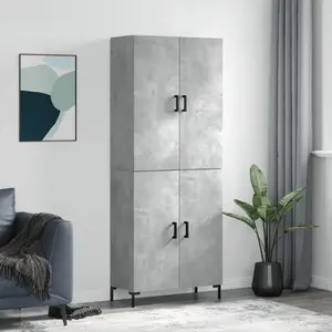 vidaXL Vidaxl Buffet Haut Gris Béton 69,5x34x180 Cm Bois D'ingénierie pas cher