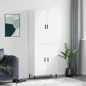 vidaXL Buffet haut Blanc 69,5x34x180 cm Bois d'ingénierie pas cher