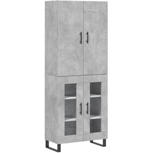 vidaXL Buffet haut Gris béton 69,5x34x180 cm Bois d'ingénierie pas cher
