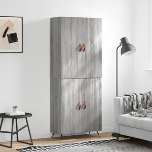 vidaXL Buffet haut Sonoma gris 69,5x34x180 cm Bois d'ingénierie pas cher