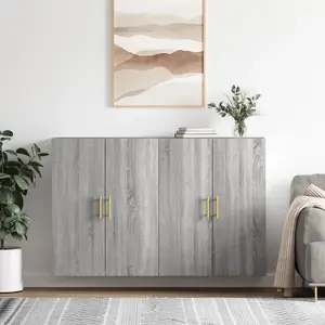 vidaXL Armoires murales 2 pcs sonoma gris 69,5x34x90 cm pas cher