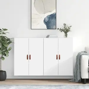 vidaXL Armoires murales 2 pcs blanc 69,5x34x90 cm pas cher