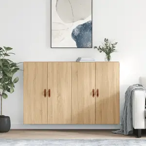 vidaXL Armoires murales 2 pcs chêne sonoma 69,5x34x90 cm pas cher