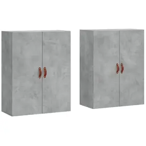vidaXL Armoires murales 2 pcs gris béton 69,5x34x90 cm pas cher