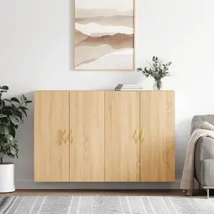 vidaXL Armoires murales 2 pcs chêne sonoma 69,5x34x90 cm pas cher