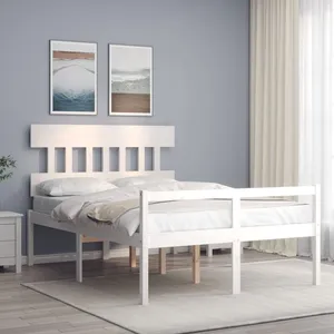 vidaXL Lit pour personne âgée et tête de lit 120x200 cm bois massif pas cher