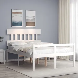 vidaXL Lit pour personne âgée et tête de lit 140x190 cm bois massif pas cher