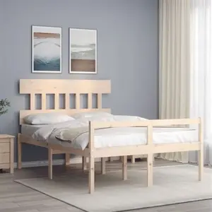 vidaXL Lit pour personne âgée et tête de lit petit double bois massif pas cher