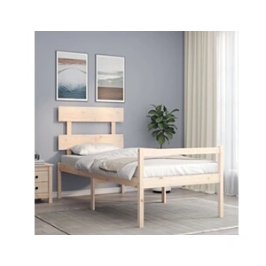 vidaXL Lit pour personne âgée et tête de lit 90x200 cm bois massif pas cher
