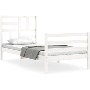vidaXL Cadre de lit avec tête de lit blanc 200x200 cm bois massif pas cher