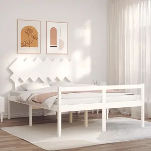 vidaXL Lit pour personne âgée et tête de lit 140x190 cm bois massif pas cher