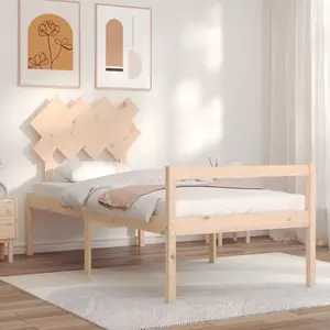 vidaXL Lit pour personne âgée et tête de lit simple bois massif pas cher
