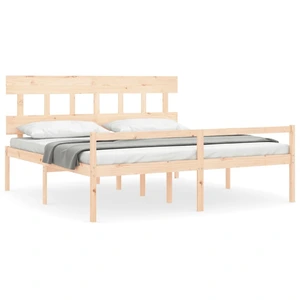 vidaXL Lit pour personne âgée et tête de lit 200x200 cm bois massif pas cher