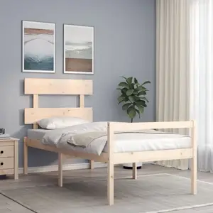 vidaXL Lit pour personne âgée et tête de lit simple bois massif pas cher