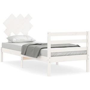 vidaXL Cadre de lit avec tête de lit blanc 200x200 cm bois massif pas cher
