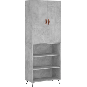 vidaXL Buffet haut Gris béton 69,5x34x180 cm Bois d'ingénierie pas cher