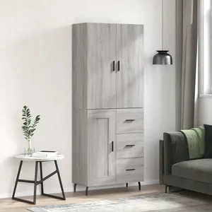 vidaXL Buffet haut Sonoma gris 69,5x34x180 cm Bois d'ingénierie pas cher