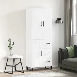 vidaXL Buffet haut Blanc 69,5x34x180 cm Bois d'ingénierie pas cher