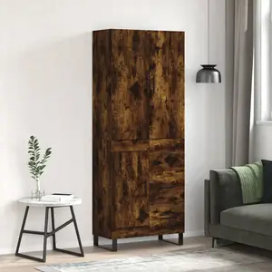 vidaXL Buffet haut Chêne fumé 69,5x34x180 cm Bois d'ingénierie pas cher