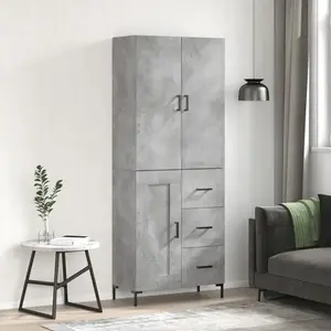 vidaXL Vidaxl Buffet Haut Gris Béton 69,5x34x180 Cm Bois D'ingénierie pas cher