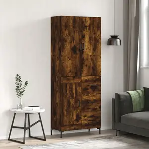 vidaXL Buffet haut Chêne fumé 69,5x34x180 cm Bois d'ingénierie pas cher