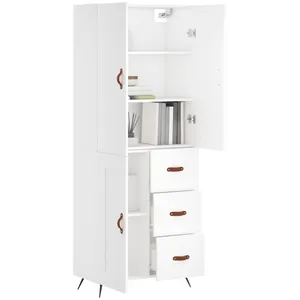 vidaXL Buffet haut Blanc 69,5x34x180 cm Bois d'ingénierie pas cher