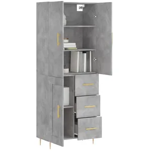 vidaXL Buffet haut Gris béton 69,5x34x180 cm Bois d'ingénierie pas cher