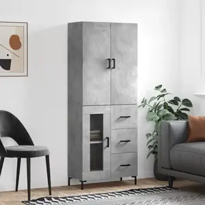vidaXL Vidaxl Buffet Haut Gris Béton 69,5x34x180 Cm Bois D'ingénierie pas cher
