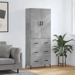 vidaXL Buffet haut Gris béton 69,5x34x180 cm Bois d'ingénierie pas cher
