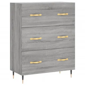 vidaXL Buffet haut Sonoma gris 69,5x34x180 cm Bois d'ingénierie pas cher
