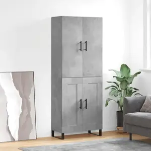 vidaXL Buffet haut Gris béton 69,5x34x180 cm Bois d'ingénierie pas cher