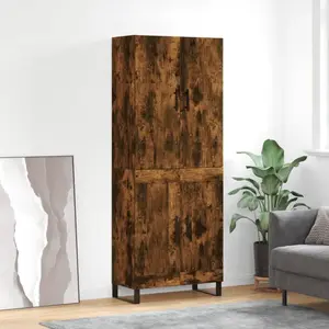 vidaXL Buffet haut Chêne fumé 69,5x34x180 cm Bois d'ingénierie pas cher