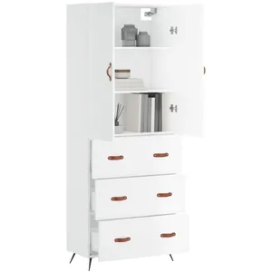 vidaXL Buffet haut Blanc 69,5x34x180 cm Bois d'ingénierie pas cher