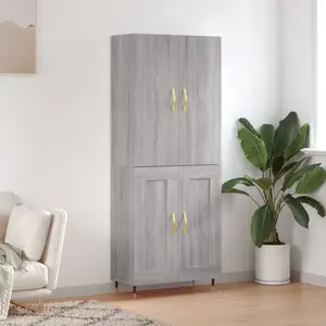 vidaXL Vidaxl Buffet Haut Sonoma Gris 69,5x34x180 Cm Bois D'ingénierie pas cher