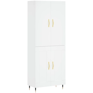 vidaXL Buffet haut Blanc 69,5x34x180 cm Bois d'ingénierie pas cher