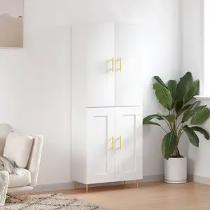vidaXL Buffet haut Blanc 69,5x34x180 cm Bois d'ingénierie pas cher