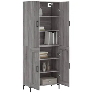 vidaXL Buffet haut Sonoma gris 69,5x34x180 cm Bois d'ingénierie pas cher