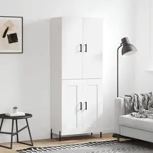 vidaXL Buffet haut Blanc 69,5x34x180 cm Bois d'ingénierie pas cher