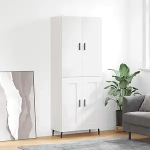 vidaXL Buffet haut Blanc 69,5x34x180 cm Bois d'ingénierie pas cher