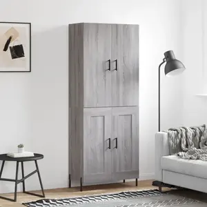 vidaXL Buffet haut Sonoma gris 69,5x34x180 cm Bois d'ingénierie pas cher