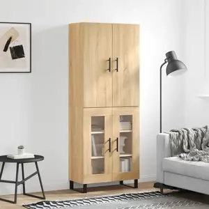 vidaXL Buffet haut Chêne sonoma 69,5x34x180 cm Bois d'ingénierie pas cher